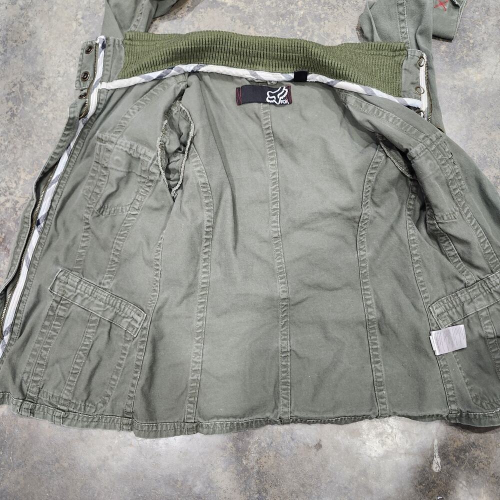Fox Riders Company Womens Jacket Coat Army Green Olive Military Sz XS Logo - Picture 3 of 14